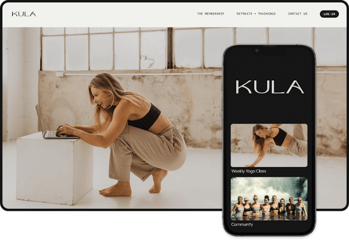 Desktop and mobile view of what the The Collective Kula membership platform looks like