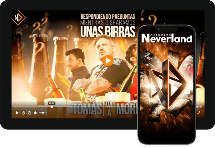 Desktop and mobile view of what the Estudios Neverland membership platform looks like