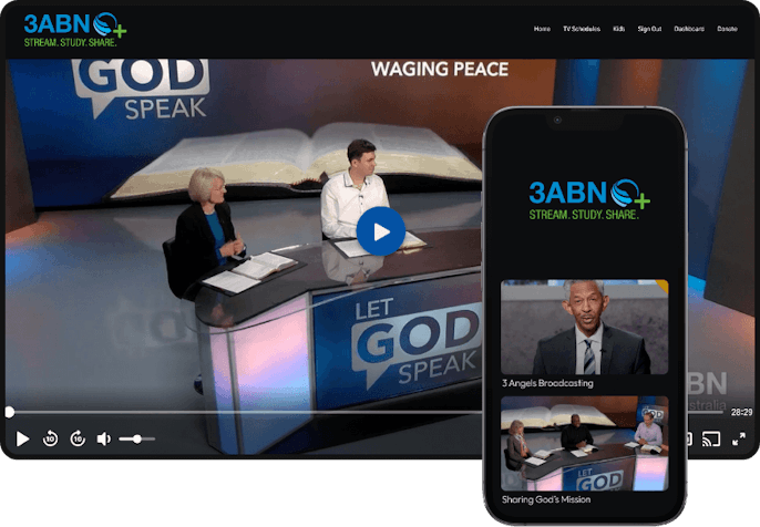 Desktop and mobile view of what the 3ABN membership platform looks like
