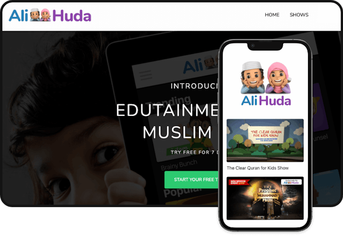 Desktop and mobile view of what the Ali Huda membership platform looks like