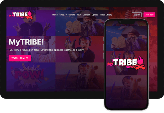 Desktop and mobile view of what the My Tribe membership platform looks like