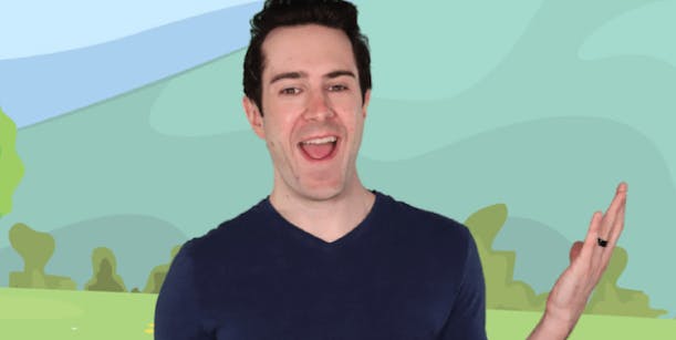 An image of prodigies founder 'Rob Young' along side a logo of his kids entertainment video membership app.