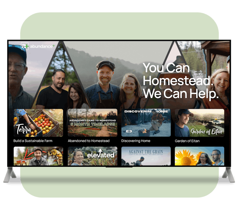 An image of Abundance+ Membership catalog previewed on a TV app.