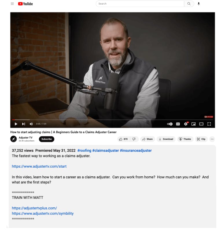Adjuster TV Youtube Channel