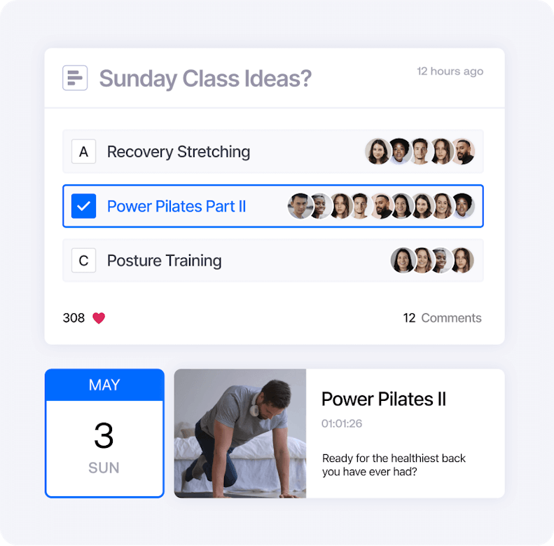 Health and Wellness - Pilates - Community feature overview