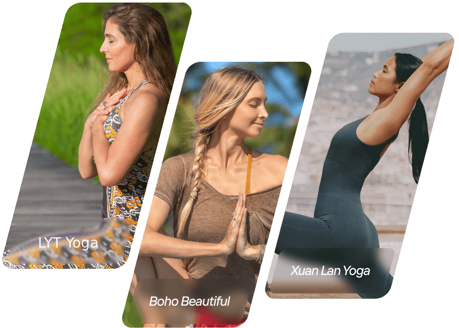 An image that shows an image of LYT Yoga, Boho Beautiful, and Xuan Lan Yoga