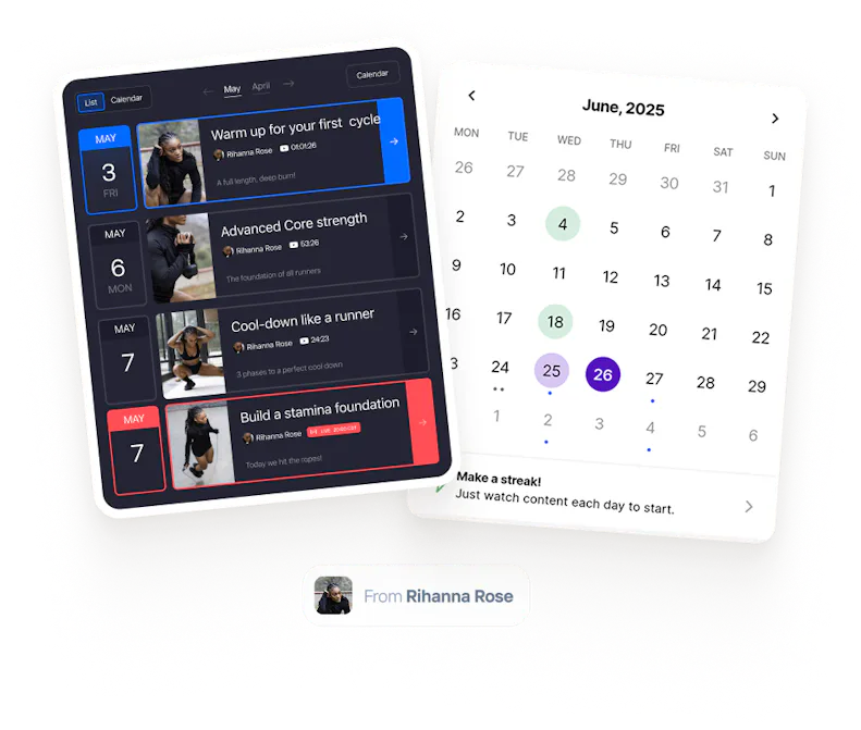 OTT Apps - Fitness - Calendar Feature