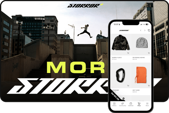 An image of STORROR Plus' Mobile and Desktop Membership experience.
